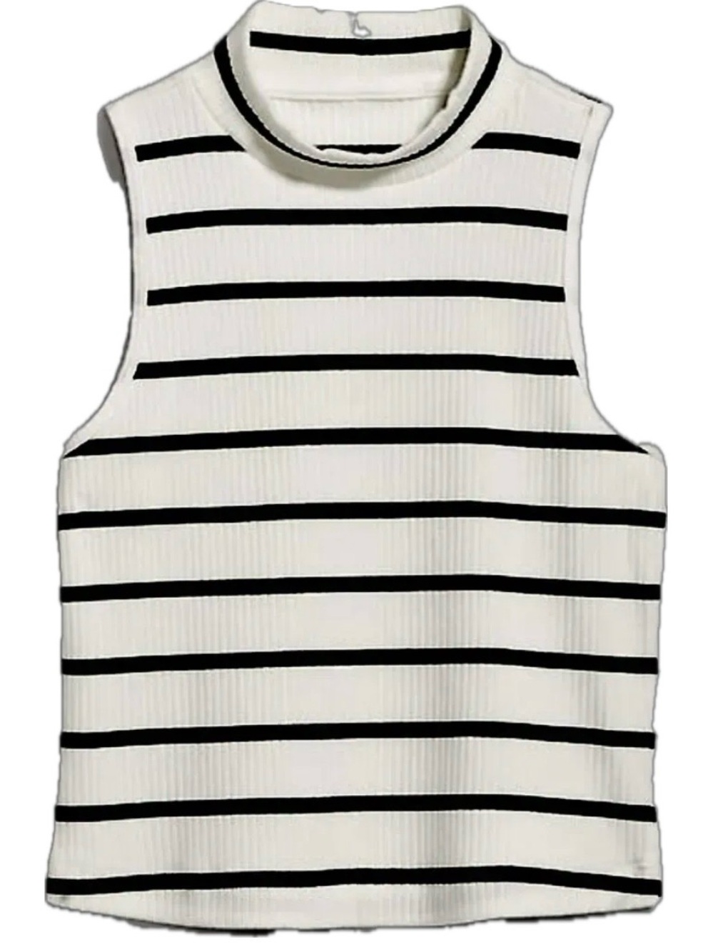 Old Navy Mock-Neck Rib-Knit Top (Black Stripe Top)